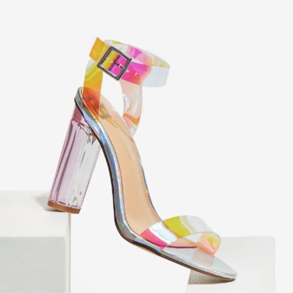 NIB New Hanna Transparent Iridescent Heeled Sandals - Picture 6 of 15